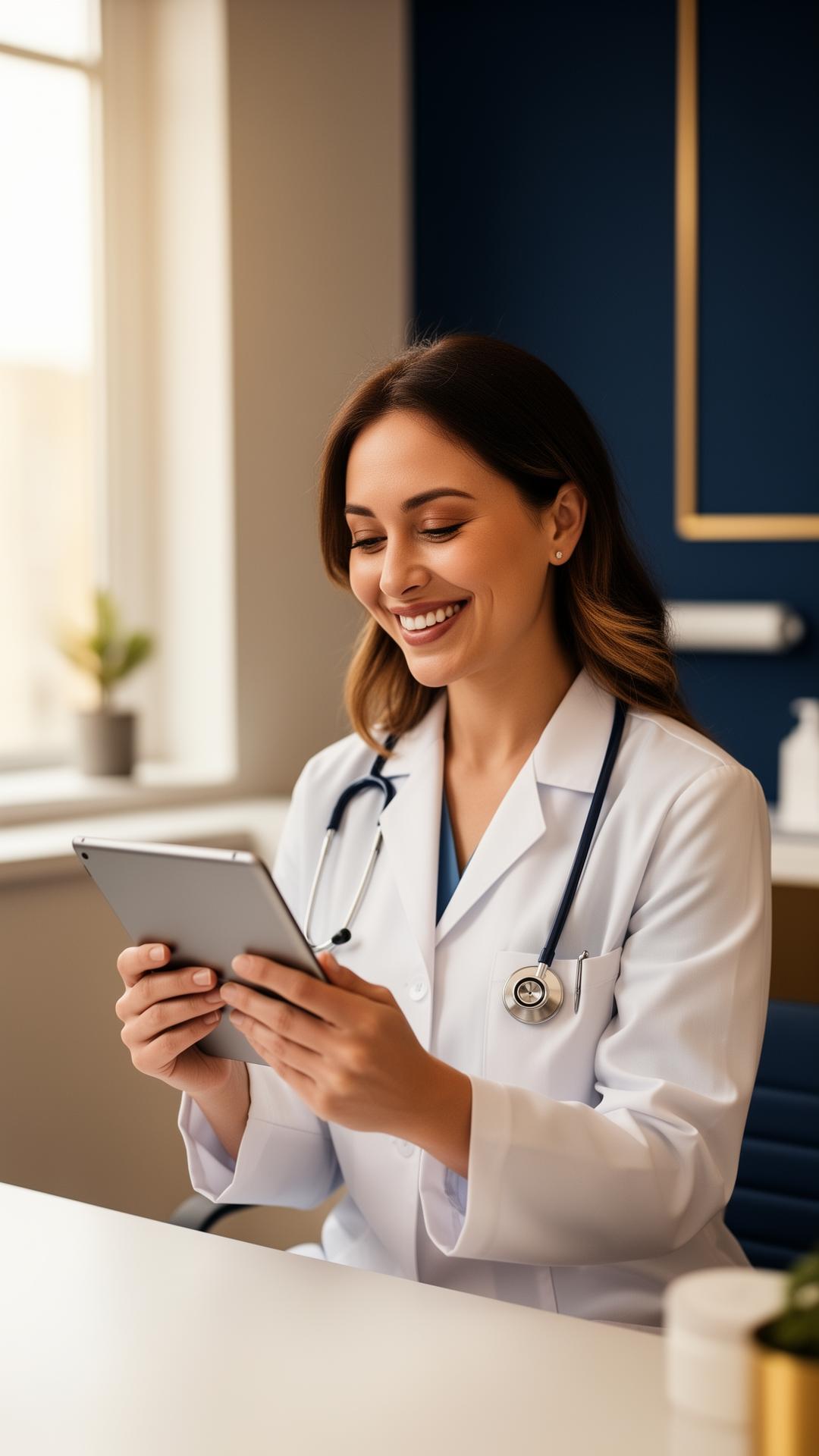 Doctor consulting with a patient via tablet